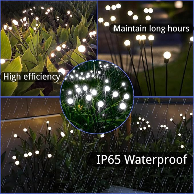 OZS 8 Pack Total 64 LED Solar Firefly Lights Fairy Outdoor - Image 4
