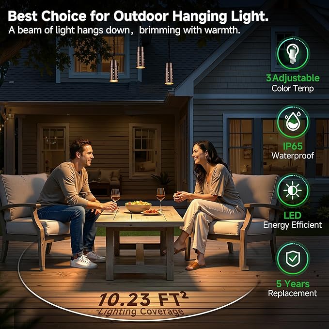 Outdoor Pendant Lights, 3000K/4000K/5000K Adjustable Color Temperature - Image 2