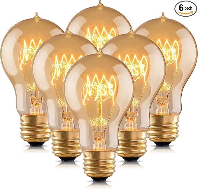 Warm Incandescent Light Bulbs 60 Watt, A19/A60 Vintage Style Edison Bulbs E26 by runquiz