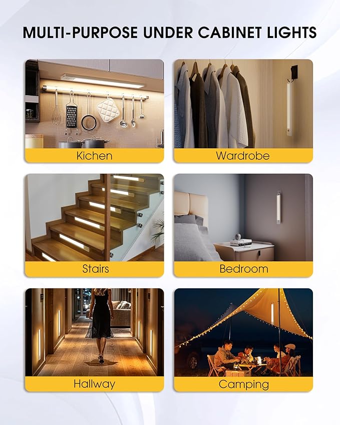 20 Inch Under Cabinet Lighting, Motion Sensor LED Lights of Battery Operated - Image 7