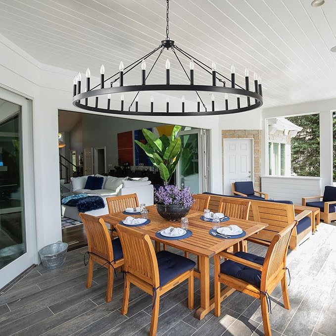 Large black wagon wheel chandelier 64 inch, 30-Light Farmhouse wagon Wheel - Image 3