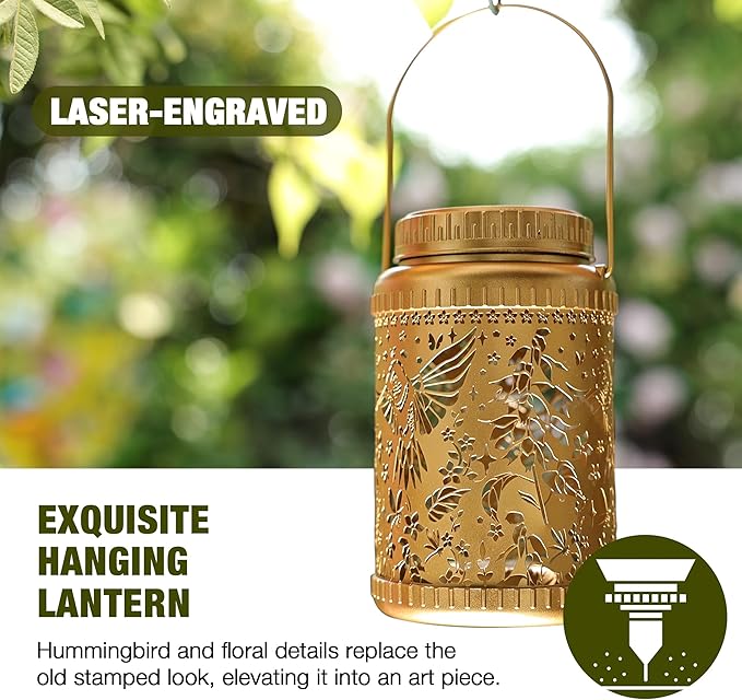 Cooo 4 Pack Solar Lanterns Outdoor Waterproof Hummingbird Red_Sage Solar - Image 5