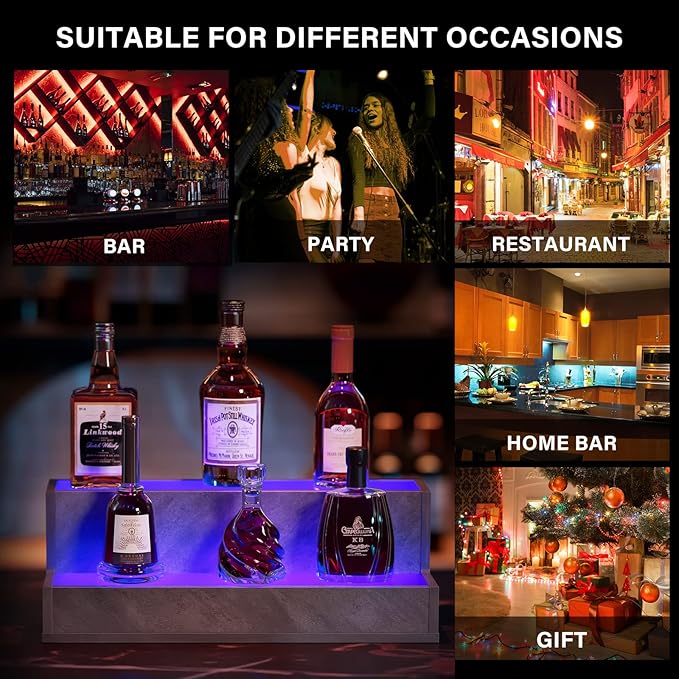 LED Lighted Bar Shelves, 20 Inch Bar Display Shelf, Liquor Bottle Display Shelf - Image 4