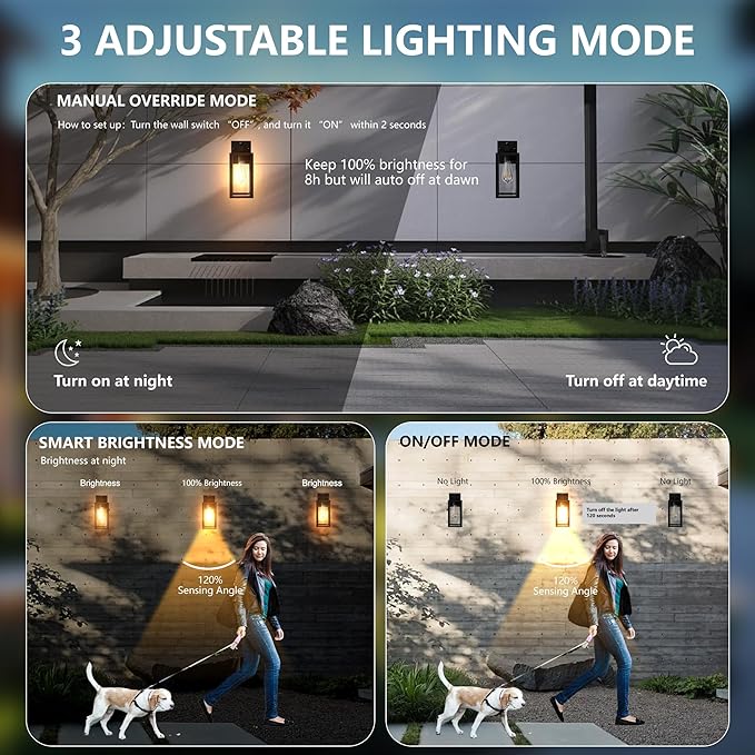 Dawn to Dusk Outdoor Sensor Motion Sensor Light Fixture Waterproof Porch Lights - Image 2