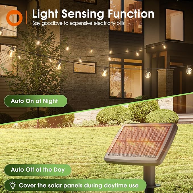 addlon 25FT Solar Powered Outdoor String Lights Waterproof - Image 6