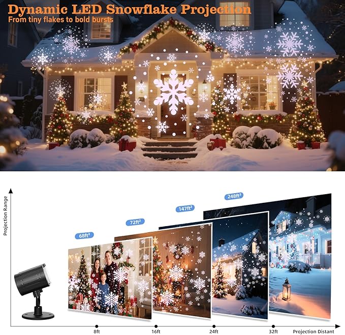 Christmas Projector Lights Outdoor, Snowflake Lights Night, Christmas Dynamic - Image 2