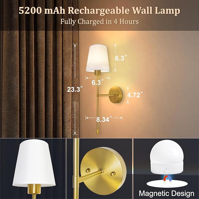 Battery Operated Wall Sconce Set of 2, 15 Colors Rechargeable Wall Lights - Image 8