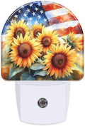 American Flag with Sunflowers Night Light, Dusk-to-Dawn Auto Sensor Plug in by Unknown