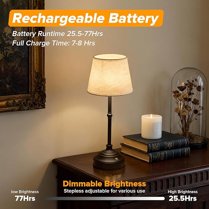 2 Pack Cordless Table Lamp, Rechargeable Desk Lamp - Image 4