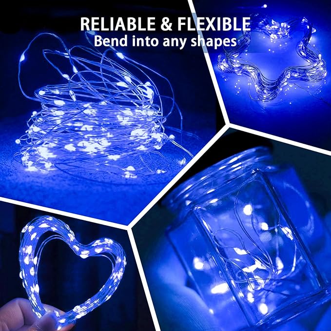 100 Pack Blue Fairy Lights 7Ft 20 LED Twinkle String Lights 3 Modes Battery - Image 6