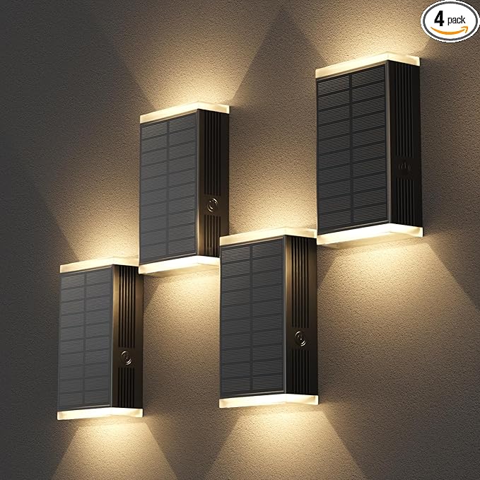 Solar Wall Light Outdoor, 3000/4000/6000K 3 Modes Dusk to Dawn Lighting Wall by UGDLUCK