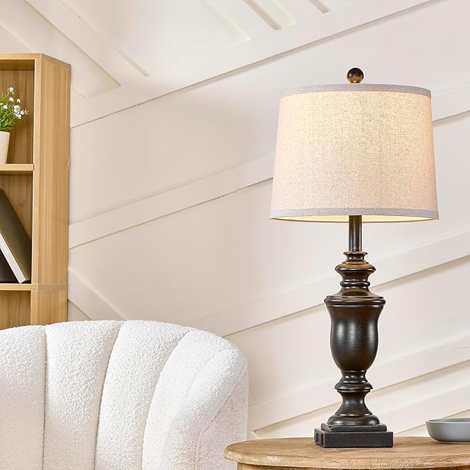 27.5" Vintage Farmhouse Table Lamps Set of 2 Bedside Lamp, 3 Way Dimmable - Image 6