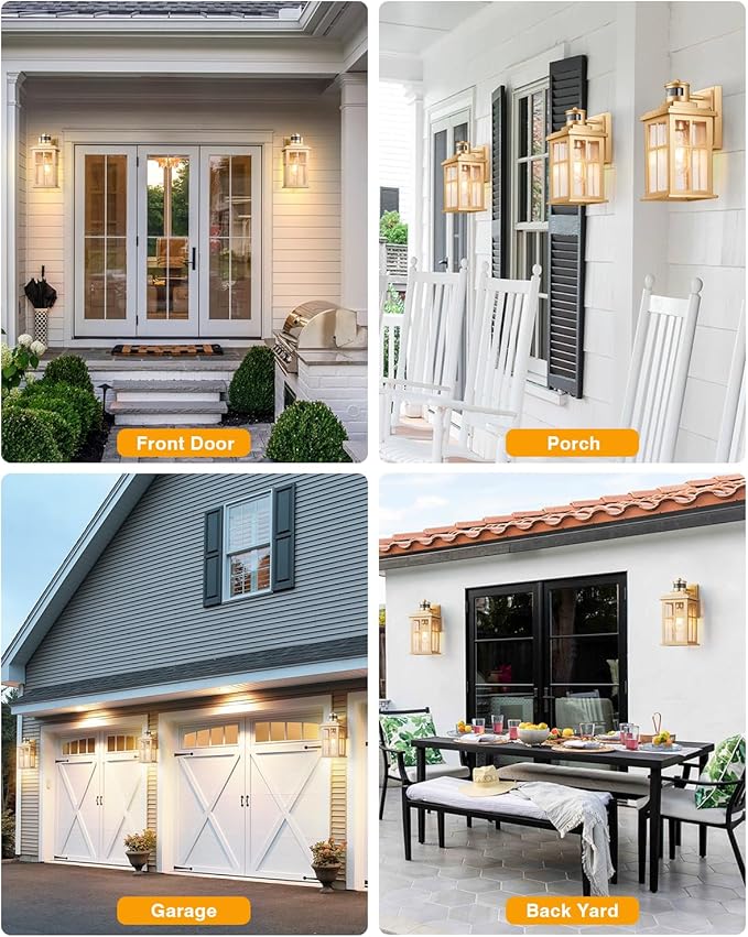 VIANIS 2 Pack Motion Sensor Outdoor Wall Lights, Modern Gold Exterior Garage - Image 9