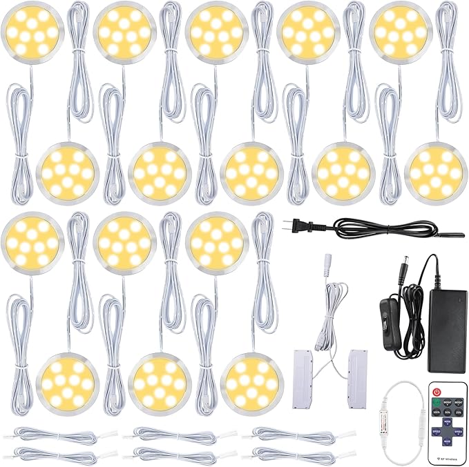 Under Cabinet LED Puck Lights Kit, Kitchen Hutch Shelf Lighting, Parallel by Meigour