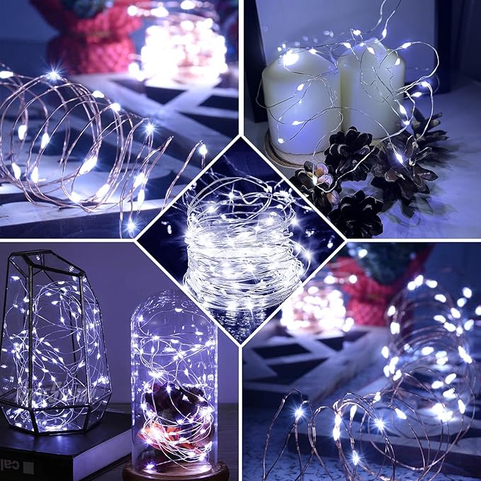 12 Pack White Fairy Lights 7Ft 20 LED Twinkle String Lights 3 Modes Battery - Image 6
