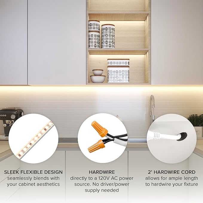 Maxxima 48 in. Hardwired LED Under Cabinet Strip Light, 1840 Lumens, 3000K Warm - Image 4