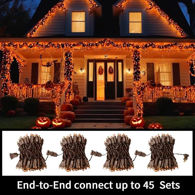LAMPHOME Orange Halloween Lights- 21.6FT100 LED Christmas Lights, Mini led - Image 5