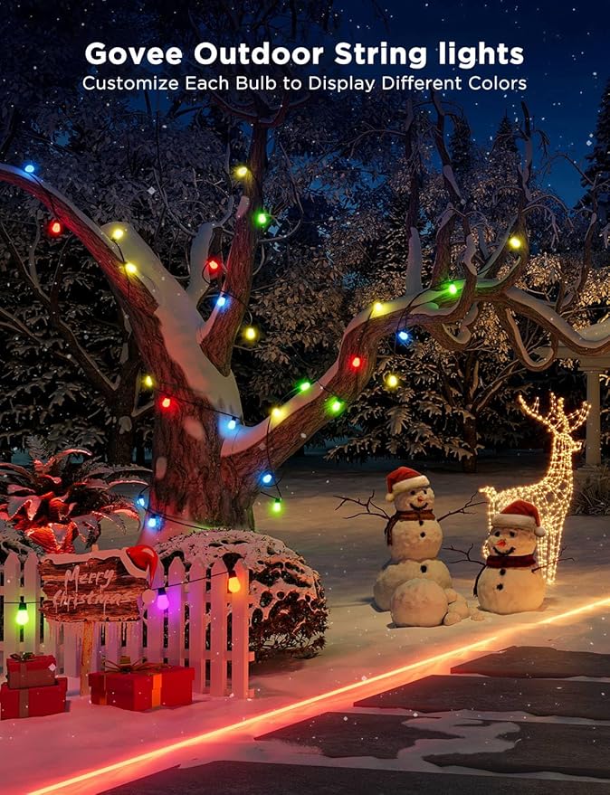 Govee S14 Bulb Outdoor String Lights 2, 144ft Smart RGBIC Warm White Patio - Image 2