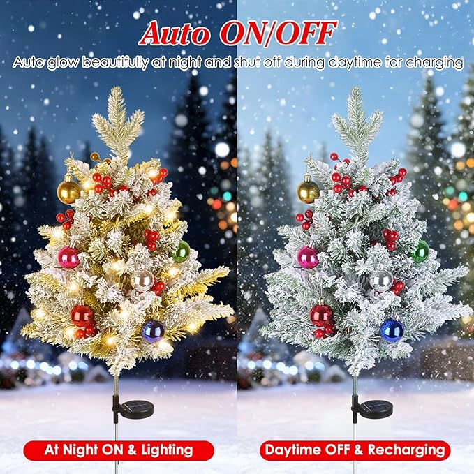 2 Pack Solar Christmas Decorations Tree Lights, Upgraded Outdoor Solar Stake - Image 2