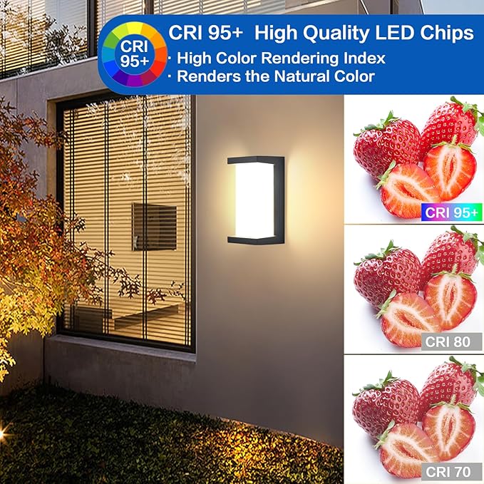 Outdoor Light Fixtures Wall Mount 2 Pack, 3 Colors & Dimmable Exterior Wall - Image 4