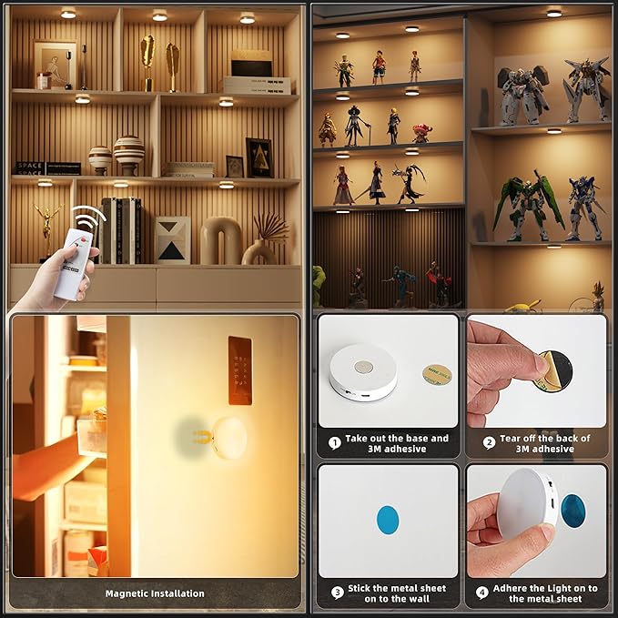 Puck Lights with Remote Control, Under Cabinet Lighting with Magnetic, 1200mAh - Image 5