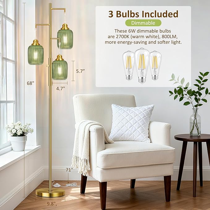 Rottogoon Dimmable Gold Floor Lamp - Image 3