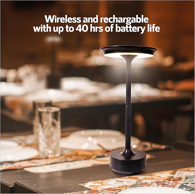 10 Pack - Black Rechargeable Cordless Table Lamps, Portable LED Desk Lamps - Image 3
