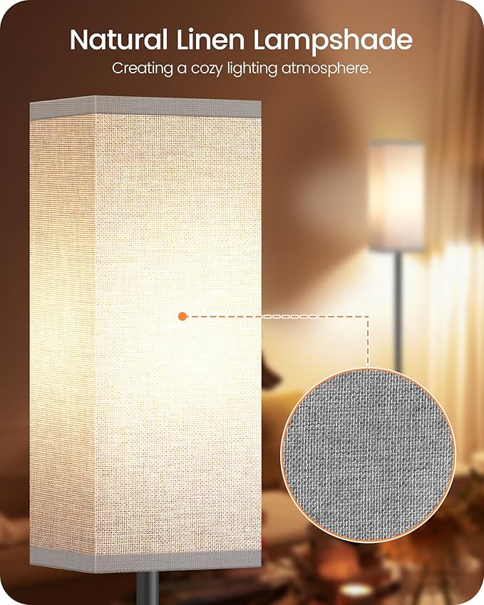Floor Lamp, Pole Lamp with Foot Switch, Modern Standing Lamp Lampshade - Image 4