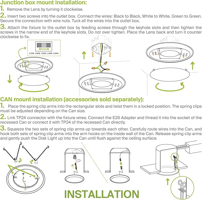 ASD 12 Pack LED Disk Lights 4 Inch, 10W 5CCT 2700K-5000K 685LM CRI90+, Dimmable - Image 9