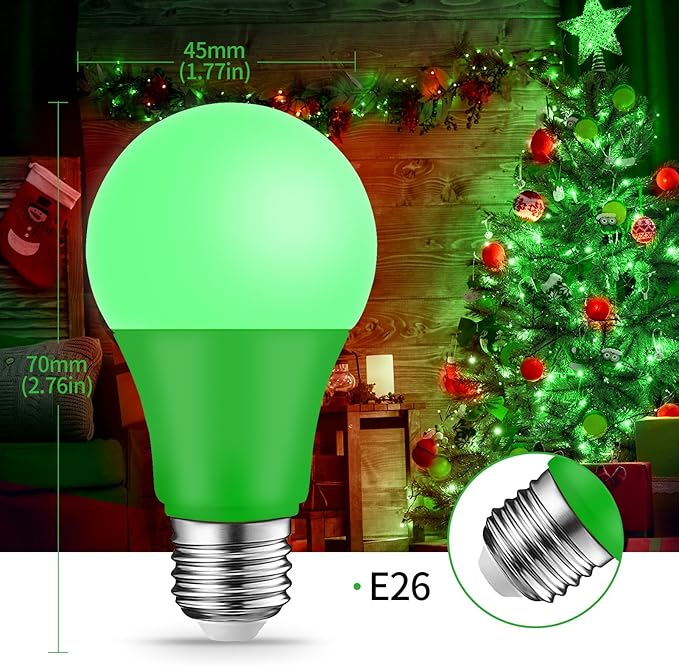 Red Green Light Bulbs -- 9W（60W Equivalent） E26 Base LED Colored Light Bulb - Image 4