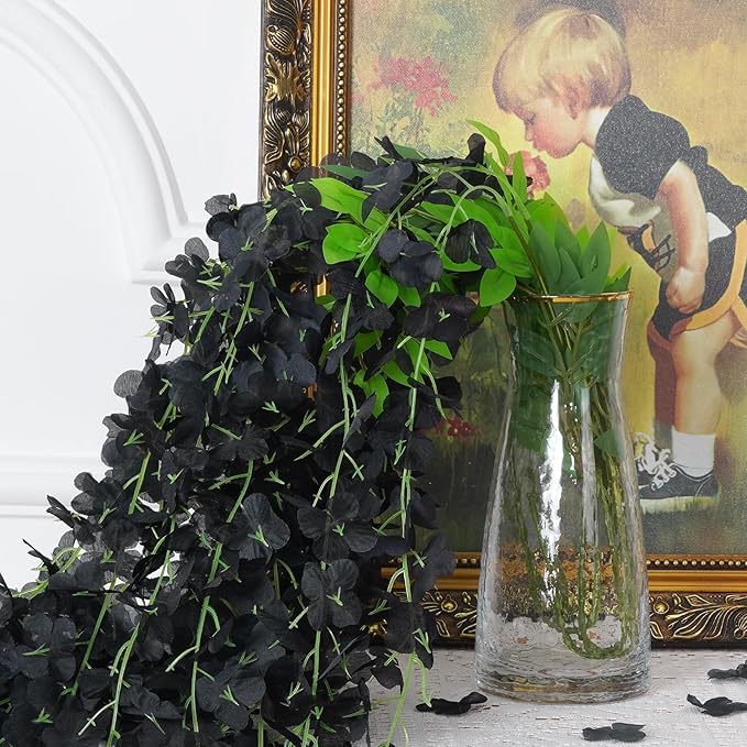 BLEUM CADE 36Pcs Black Fake Wisteria Hanging Flowers, 3.6Ft/Pcs Artificial - Image 5