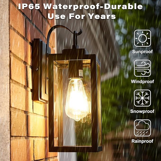 Pia Ricco Outdoor Wall Lights, Matte Black Exterior Light Fixtures - Image 3