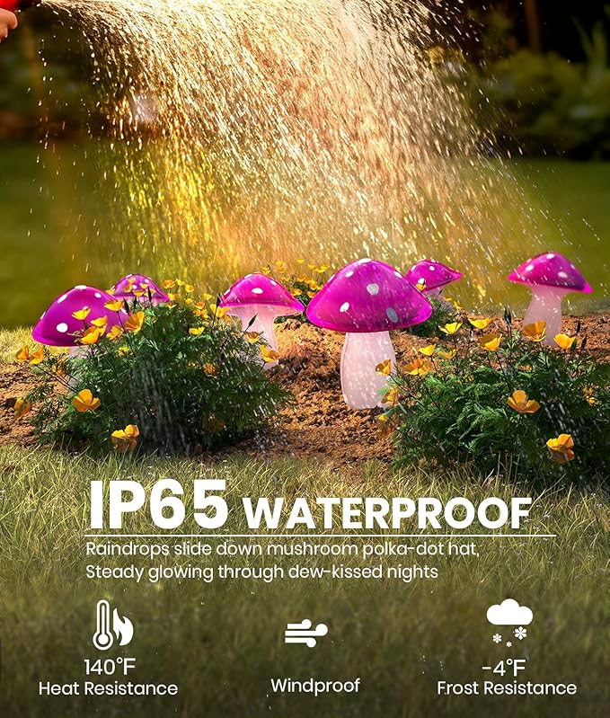 Upgraded Solar Mushroom Lights Outdoor, 9 Pack Garden Stake Light - Image 4