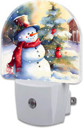 Cute Snowman with Christmas Tree Night Light Plug into Wall, Winter Xmas by sndheke