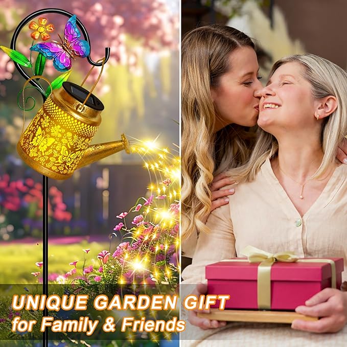Christmas Gifts Butterfly Solar Watering Can Lights, Outdoor Waterproof Garden - Image 6