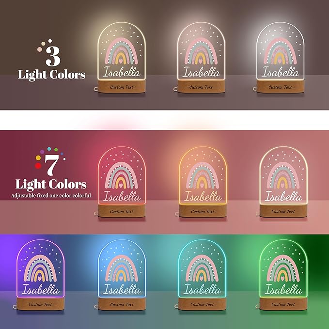 Personalized Baby Gifts Rainbow Night Light, Custom Name LED Acrylic Plaque Lamp - Image 8