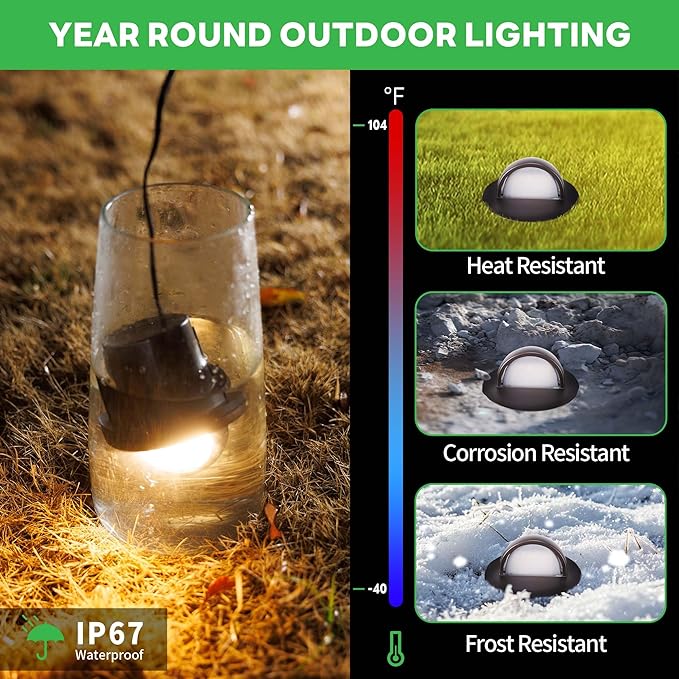 LED Well Light, 5 CCT Selectable In Ground Landscape Lights Low Voltage Outdoor - Image 3