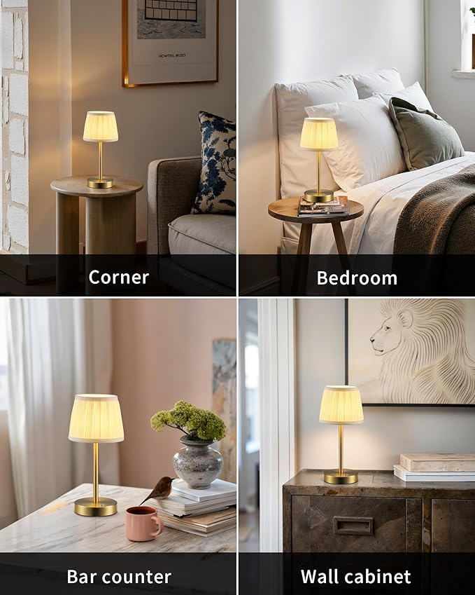 PUSU 2 Pack Cordless LED Gold Table Lamps, Rechargeable 4000mAh 3 Way Dimmable - Image 6
