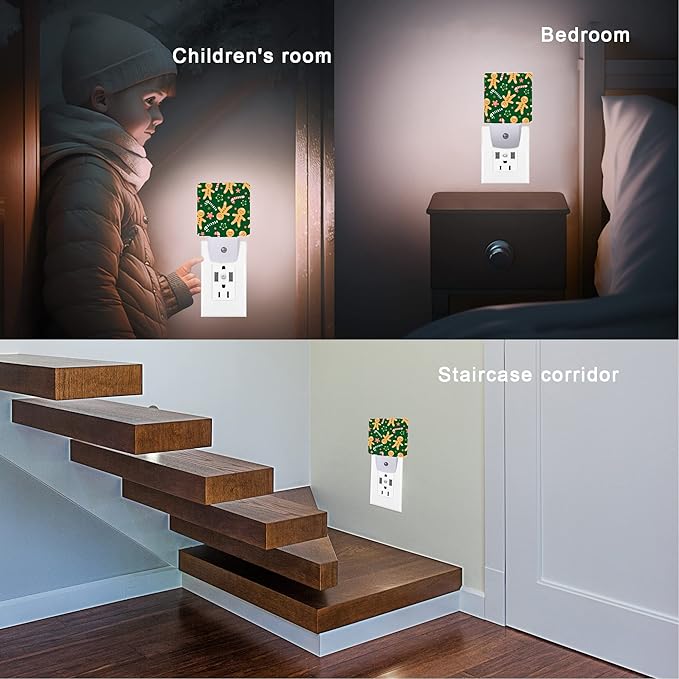 Christmas Night Light, Cookies and Candy Canes Plug in Night Lights 0.5W Sleep - Image 5