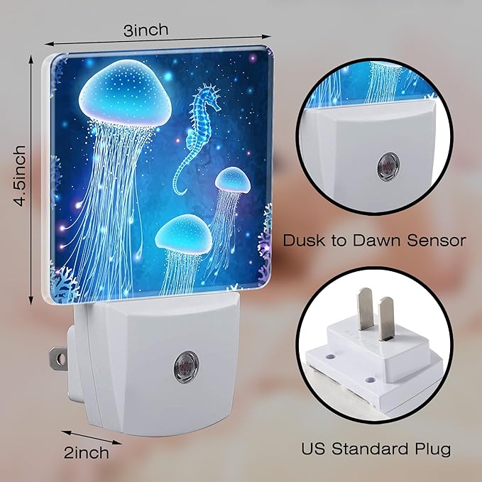 Magic Glowing Jellyfish and Seahorse Night Light Plug into Wall, Beautiful - Image 2