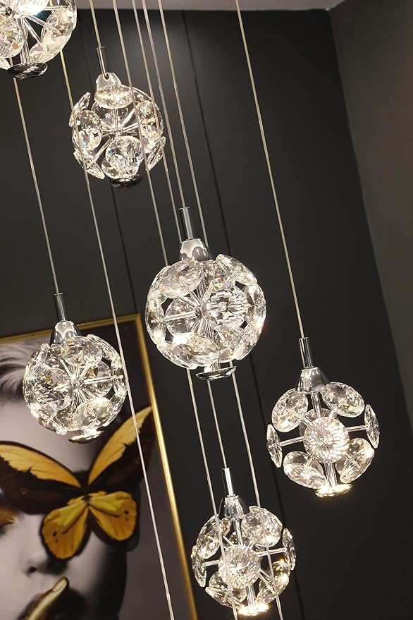 10-Light High Ceilings Long Chandeliers Modern Crystal Staircase Chandelier - Image 8