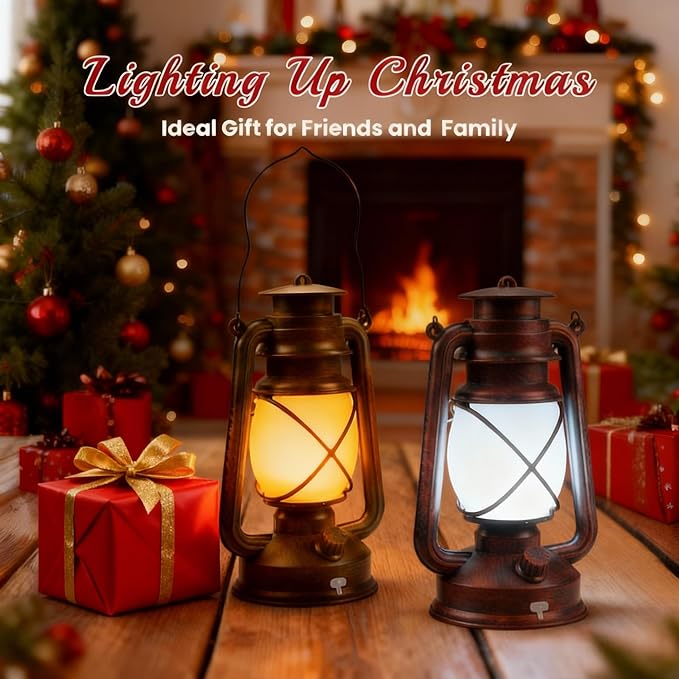 2 Pack Bronze Vintage 4 Modes Light LED Lanterns，Rechargeable Dancing Flame - Image 2