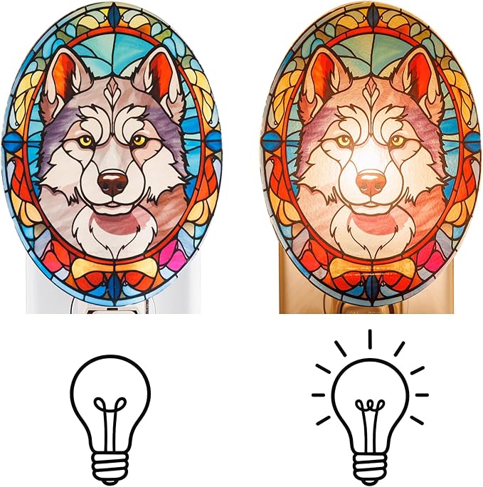 Stained Glass Styled Husky Night Light – Real Glass Plug-in Dog Night Light - Image 4