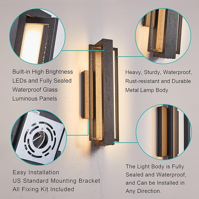 2 Pack Dimmable LED Wall Light, CRI 90+, IP65 Waterproof, 10%-100% Dimmable - Image 8