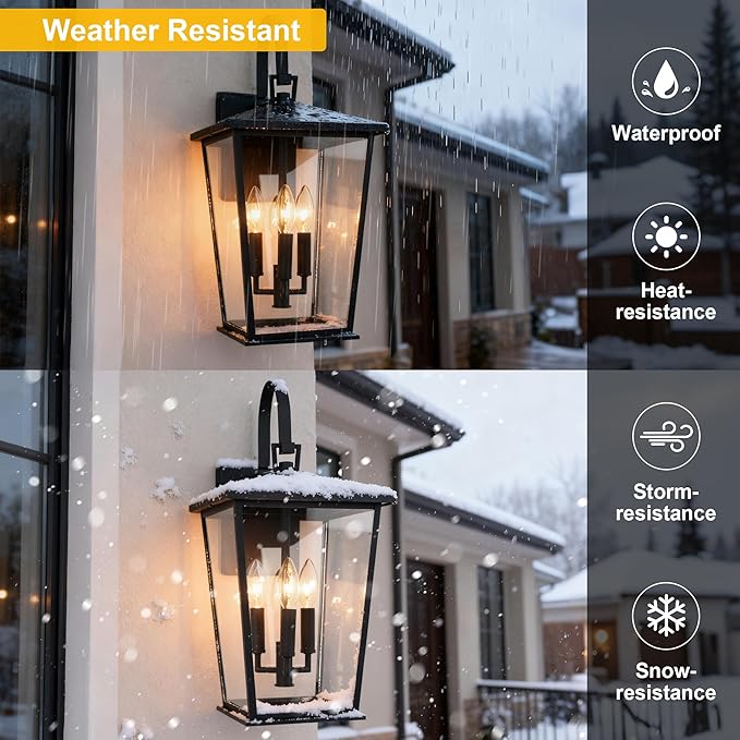 Kalium Modern Outdoor Wall Sconce Fixture 20 1/2", Matte Black, 3-Light - Image 2