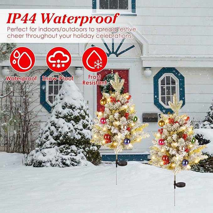 2 Pack Solar Christmas Decorations Tree Lights, Upgraded Outdoor Solar Stake - Image 7
