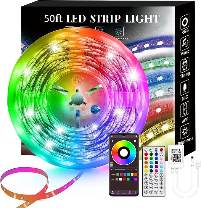 50FT Smart LED Strip Lights, Sync to Music by Lcutml