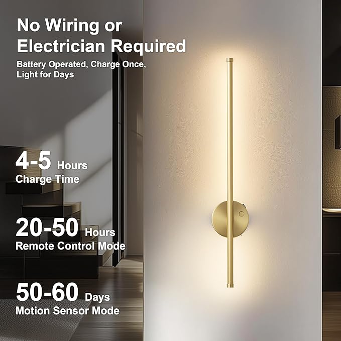 Motion Sensor Battery Operated Wall Sconce Set of Two - Image 2