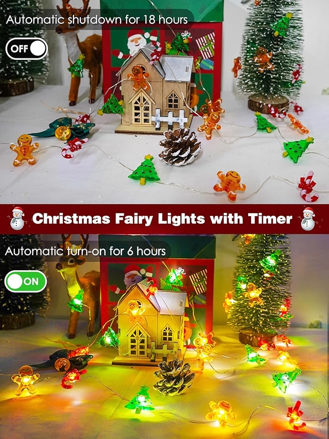Christmas String Lights Decoration, 10ft 30LED Christmas Tree Gingerbread Man - Image 4