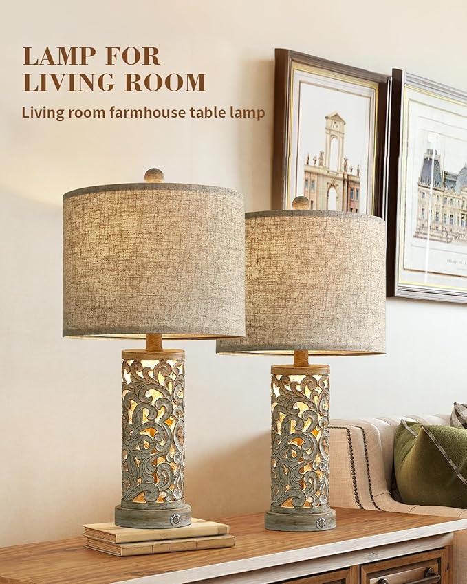 OYEARS Bedside Table Lamps Set of 2 - Image 2